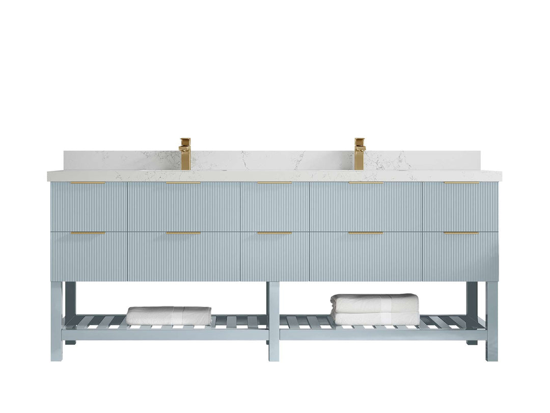 Catalina 84 in W x 22 in D Free Standing Reeded Double Sink Bathroom Vanity - Willow Bath and Vanity