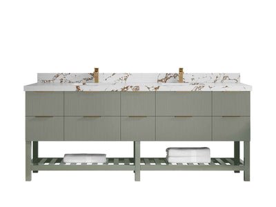 Catalina 84 in W x 22 in D Free Standing Reeded Double Sink Bathroom Vanity - Willow Bath and Vanity