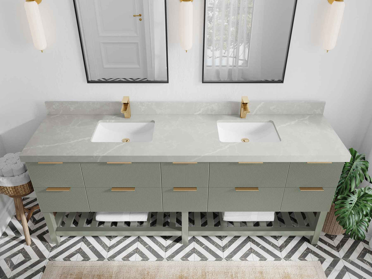 Catalina 84 in W x 22 in D Free Standing Reeded Double Sink Bathroom Vanity - Willow Bath and Vanity