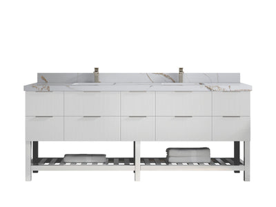 Catalina 84 in W x 22 in D Free Standing Reeded Double Sink Bathroom Vanity - Willow Bath and Vanity