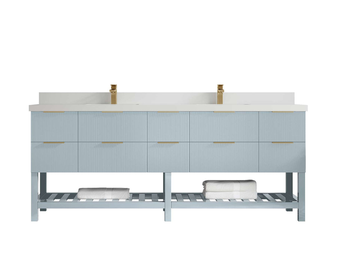 Catalina 84 in W x 22 in D Free Standing Reeded Double Sink Bathroom Vanity - Willow Bath and Vanity