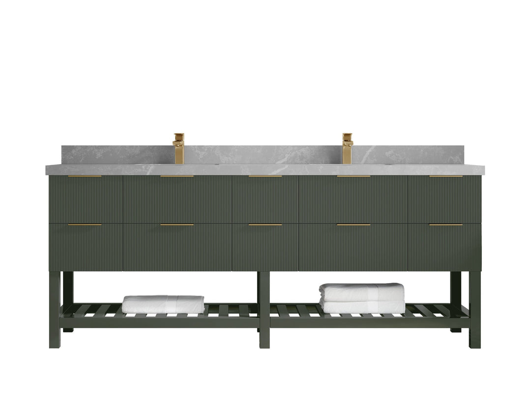 Catalina 84 in W x 22 in D Free Standing Reeded Double Sink Bathroom Vanity - Willow Bath and Vanity