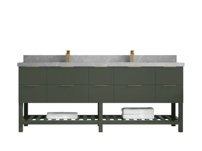 Catalina 84 in W x 22 in D Free Standing Reeded Double Sink Bathroom Vanity - Willow Bath and Vanity