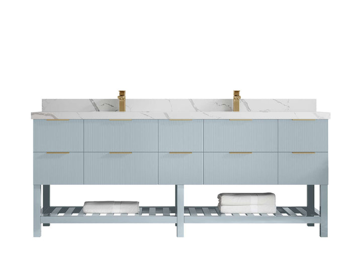 Catalina 84 in W x 22 in D Free Standing Reeded Double Sink Bathroom Vanity - photo 18