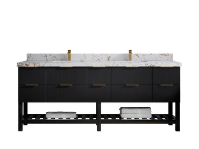 Catalina 84 in W x 22 in D Free Standing Reeded Double Sink Bathroom Vanity - Willow Bath and Vanity