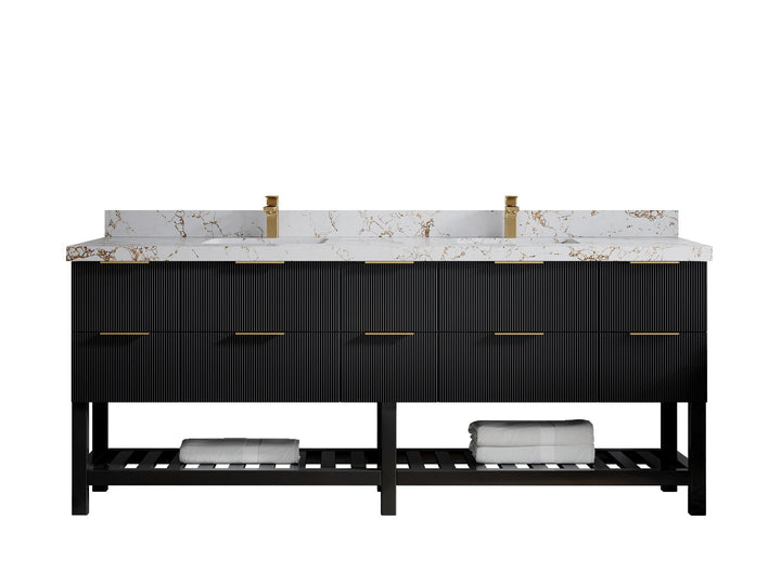 Catalina 84 in W x 22 in D Free Standing Reeded Double Sink Bathroom Vanity - photo 37
