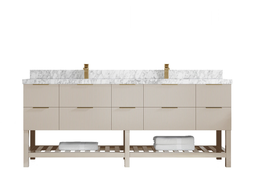Catalina 84 in W x 22 in D Free Standing Reeded Double Sink Bathroom Vanity - Willow Bath and Vanity