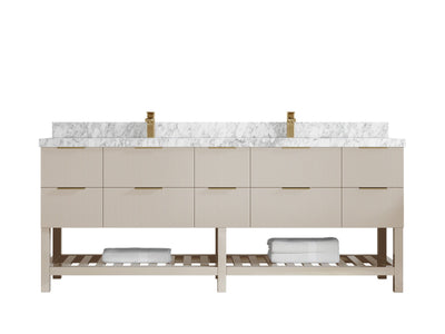 Catalina 84 in W x 22 in D Free Standing Reeded Double Sink Bathroom Vanity - Willow Bath and Vanity