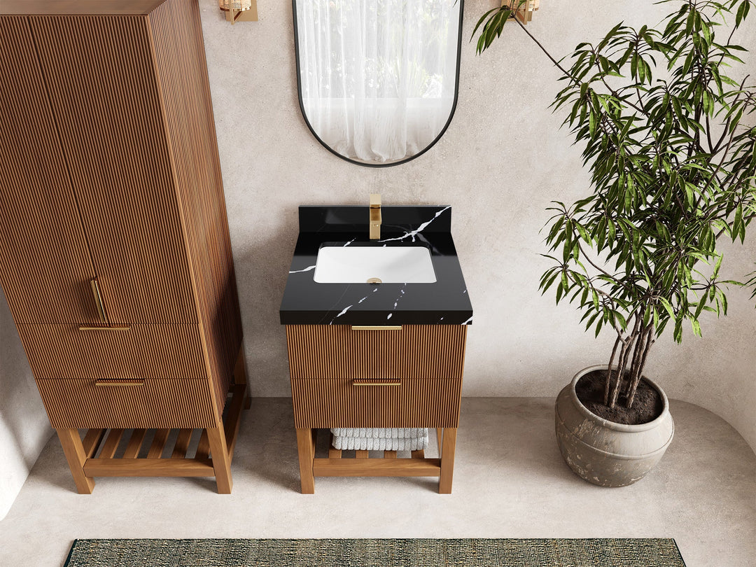 Catalina Teak 24 in. W x 22 in. D Single Sink Bathroom Vanity - Willow Bath and Vanity