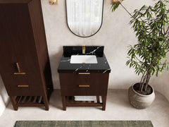Catalina Teak 30 in W x 22 in D Free Standing Reeded Single Sink Bathroom Vanity - photo 11
