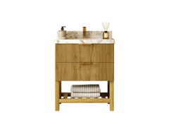 Catalina Teak 30 in W x 22 in D Free Standing Reeded Single Sink Bathroom Vanity - photo 1