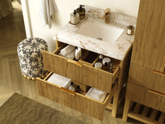 Catalina Teak 30 in W x 22 in D Free Standing Reeded Single Sink Bathroom Vanity - photo 3