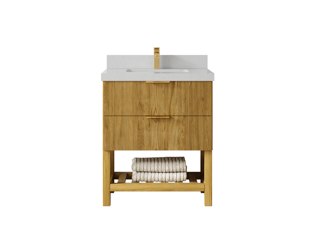 Catalina Teak 30 in W x 22 in D Free Standing Reeded Single Sink Bathroom Vanity | 
              
                Light Natural Teak
                
                  
             - CAT-TK-CAB-LNT-29 - photo №9