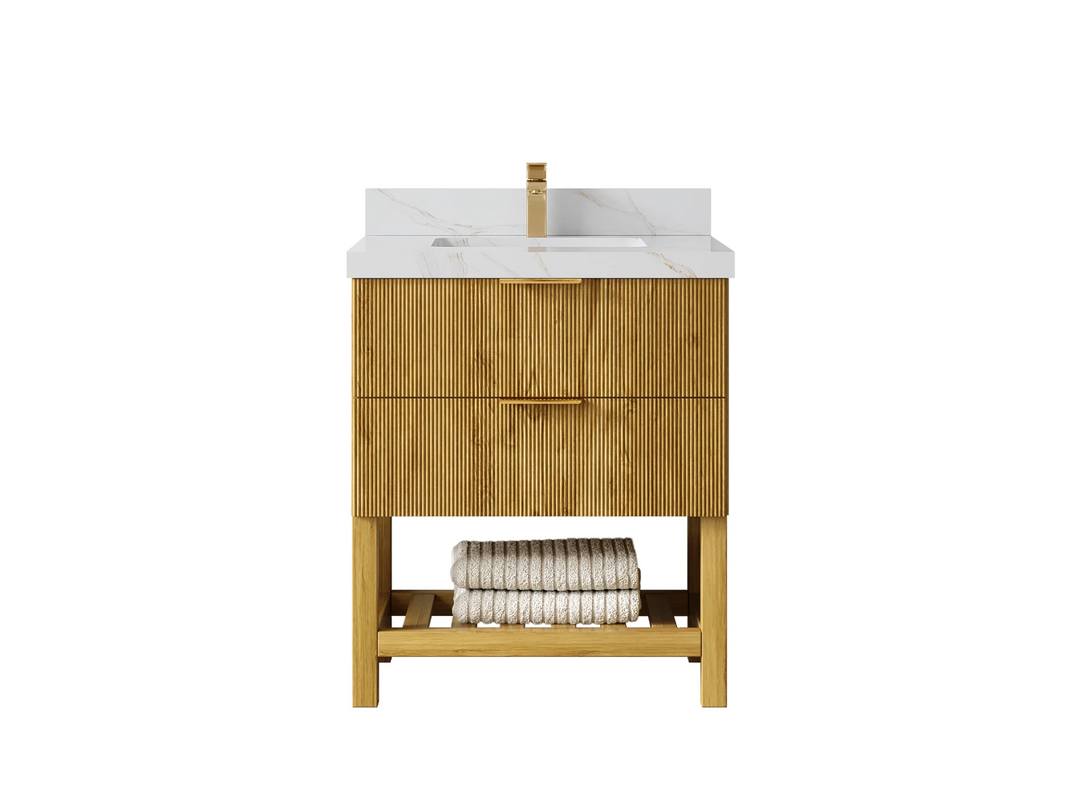 Catalina Teak 30 in W x 22 in D Free Standing Reeded Single Sink Bathroom Vanity | 
              
                Light Natural Teak
                
                  
             - CAT-TK-CAB-LNT-29 - photo №14