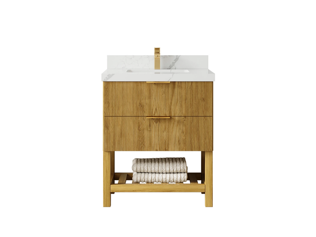 Catalina Teak 30 in W x 22 in D Free Standing Reeded Single Sink Bathroom Vanity | 
              
                Light Natural Teak
                
                  
             - CAT-TK-CAB-LNT-29 - photo №12