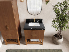 Catalina Teak 30 in W x 22 in D Free Standing Reeded Single Sink Bathroom Vanity - photo 7