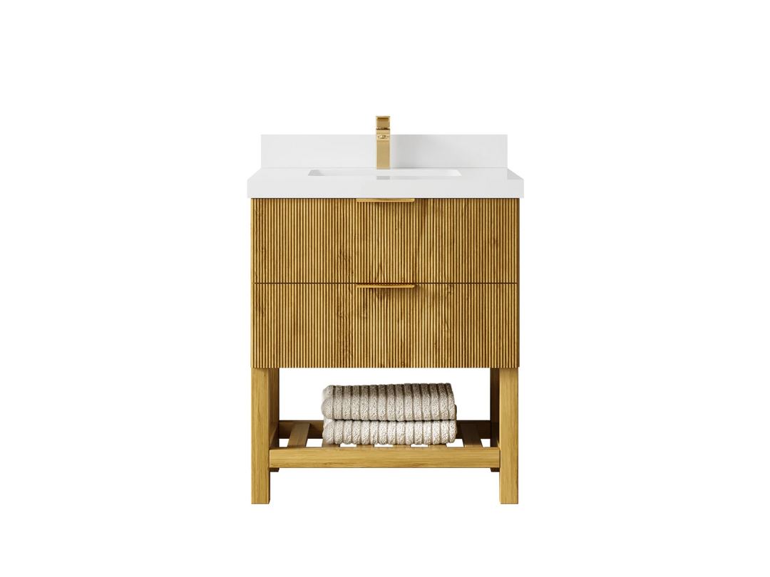 Catalina Teak 30 in W x 22 in D Free Standing Reeded Single Sink Bathroom Vanity | 
              
                Light Natural Teak
                
                  
             - CAT-TK-CAB-LNT-29 - photo №18