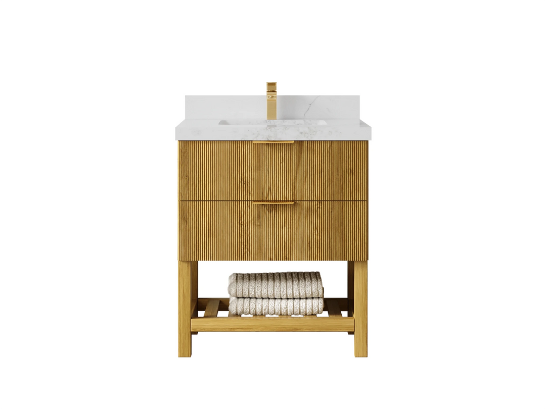 Catalina Teak 30 in W x 22 in D Free Standing Reeded Single Sink Bathroom Vanity | 
              
                Light Natural Teak
                
                  
             - CAT-TK-CAB-LNT-29 - photo №13