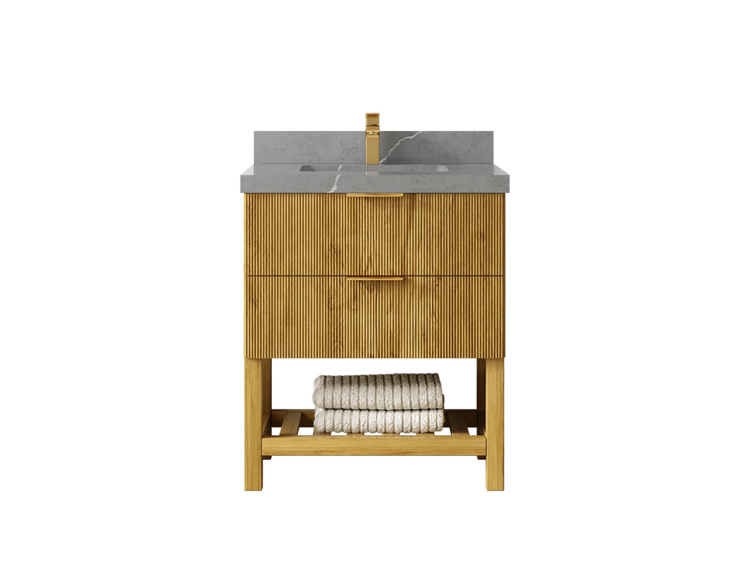 Catalina Teak 30 in W x 22 in D Free Standing Reeded Single Sink Bathroom Vanity | 
              
                Light Natural Teak
                
                  
             - CAT-TK-CAB-LNT-29 - photo №16
