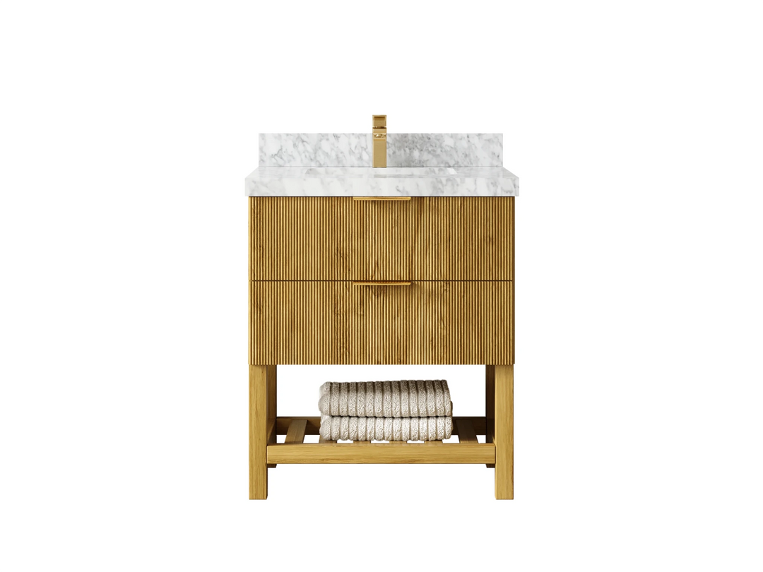 Catalina Teak 30 in W x 22 in D Free Standing Reeded Single Sink Bathroom Vanity | 
              
                Light Natural Teak
                
                  
             - CAT-TK-CAB-LNT-29 - photo №8
