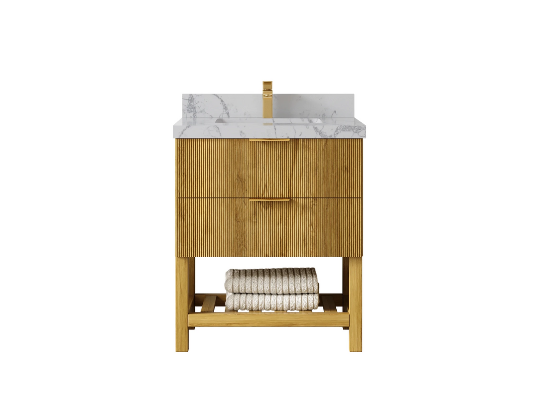 Catalina Teak 30 in W x 22 in D Free Standing Reeded Single Sink Bathroom Vanity | 
              
                Light Natural Teak
                
                  
             - CAT-TK-CAB-LNT-29 - photo №17