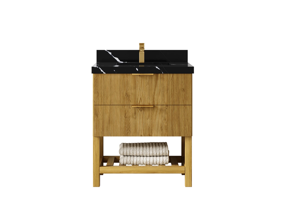 Catalina Teak 30 in W x 22 in D Free Standing Reeded Single Sink Bathroom Vanity | 
              
                Light Natural Teak
                
                  
             - CAT-TK-CAB-LNT-29 - photo №10