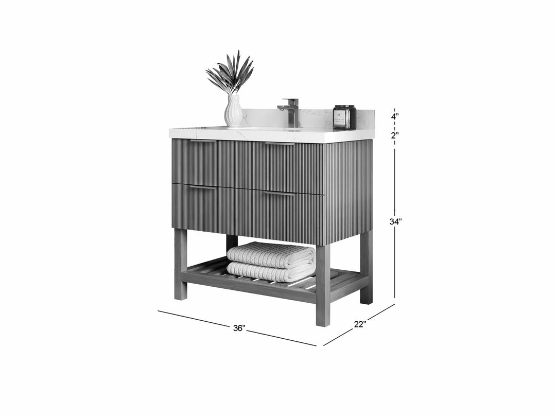 Catalina Teak 36 in. W x 22 in. D Center Sink Bathroom Vanity - Willow Bath and Vanity