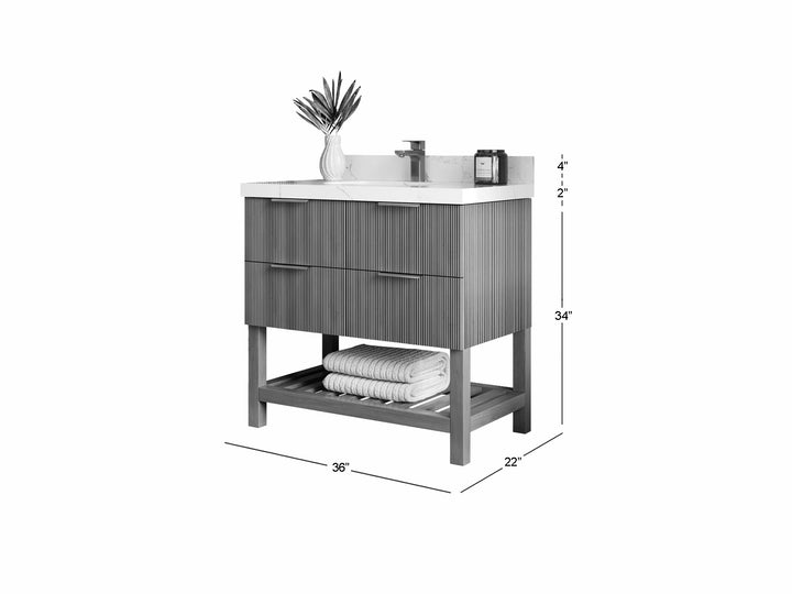 Catalina Teak 36 in. W x 22 in. D Center Sink Bathroom Vanity - photo 5