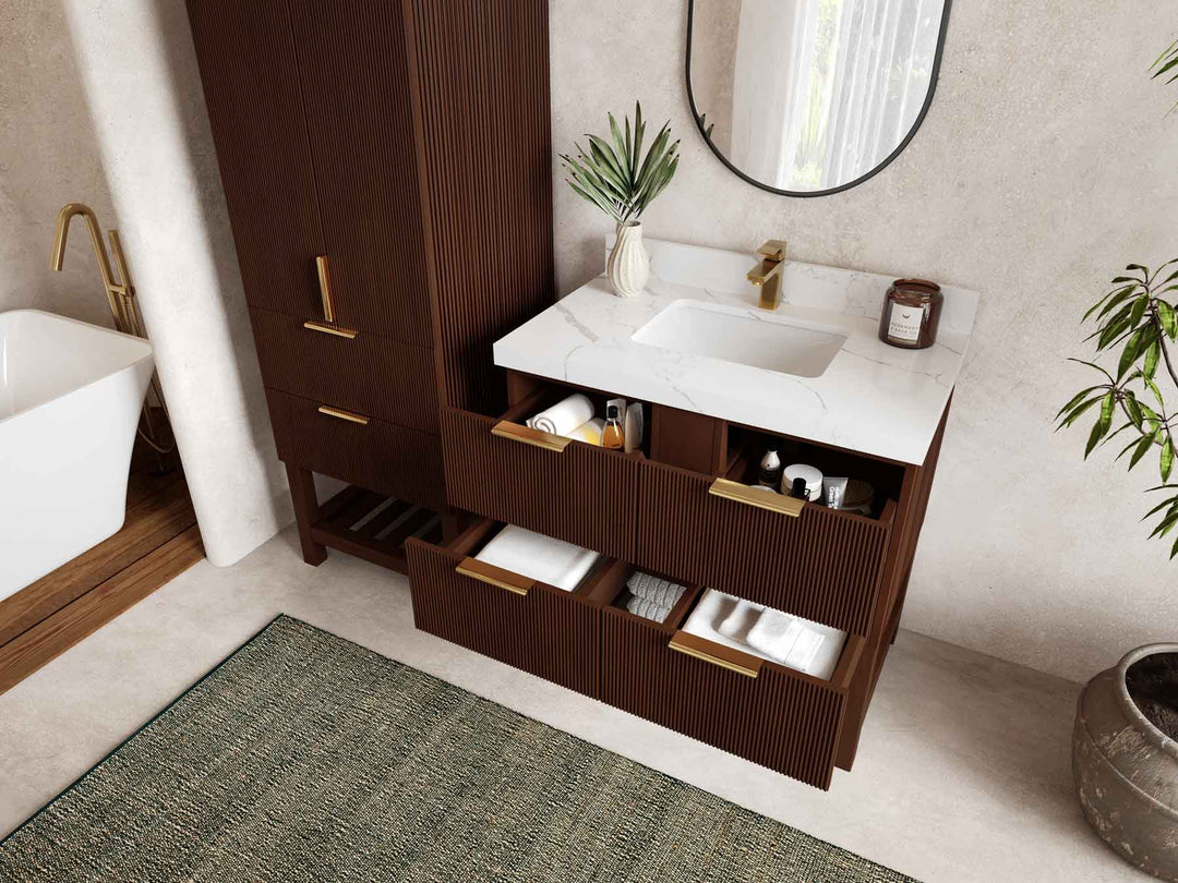 Catalina Teak 36 in. W x 22 in. D Center Sink Bathroom Vanity - Willow Bath and Vanity
