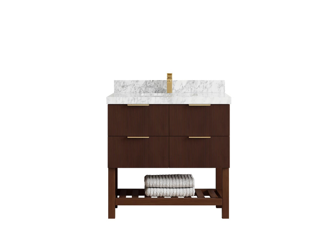 Catalina Teak 36 in. W x 22 in. D Center Sink Bathroom Vanity - Willow Bath and Vanity