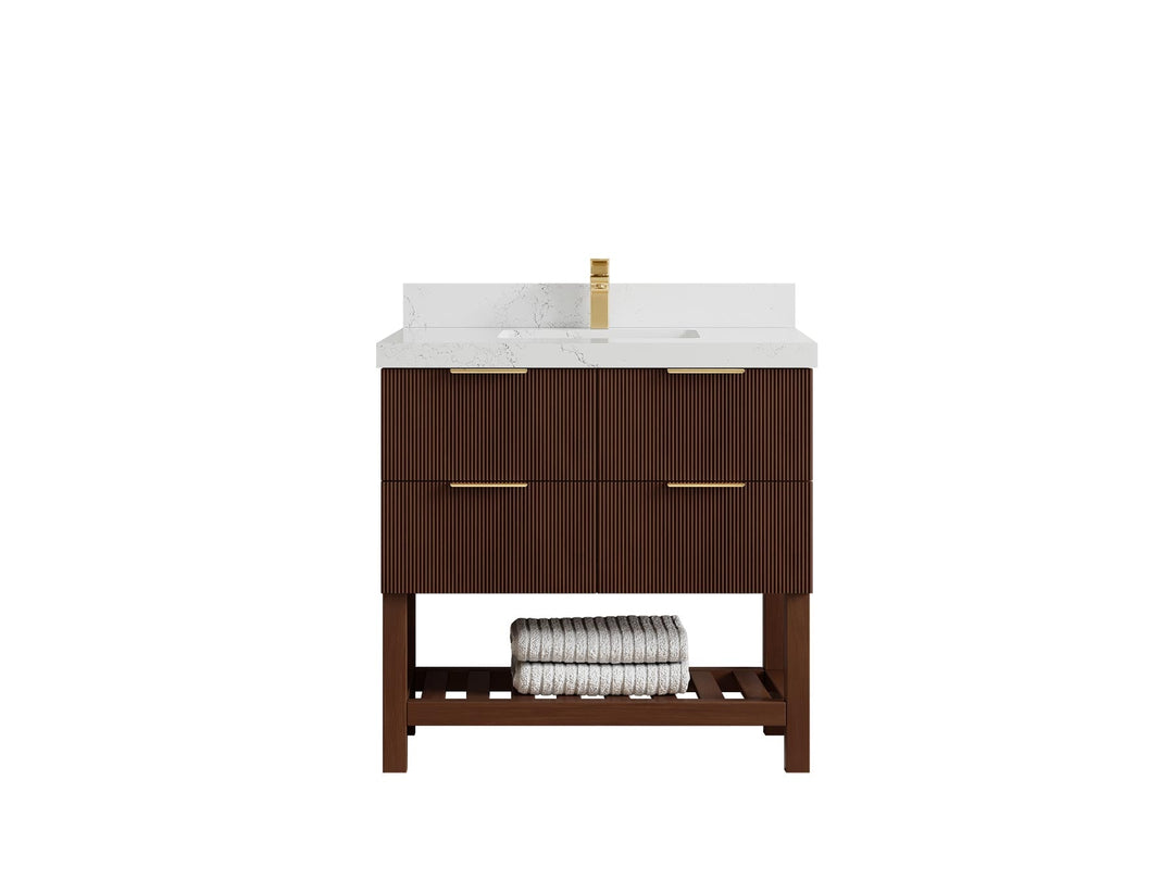Catalina Teak 36 in. W x 22 in. D Center Sink Bathroom Vanity - Willow Bath and Vanity