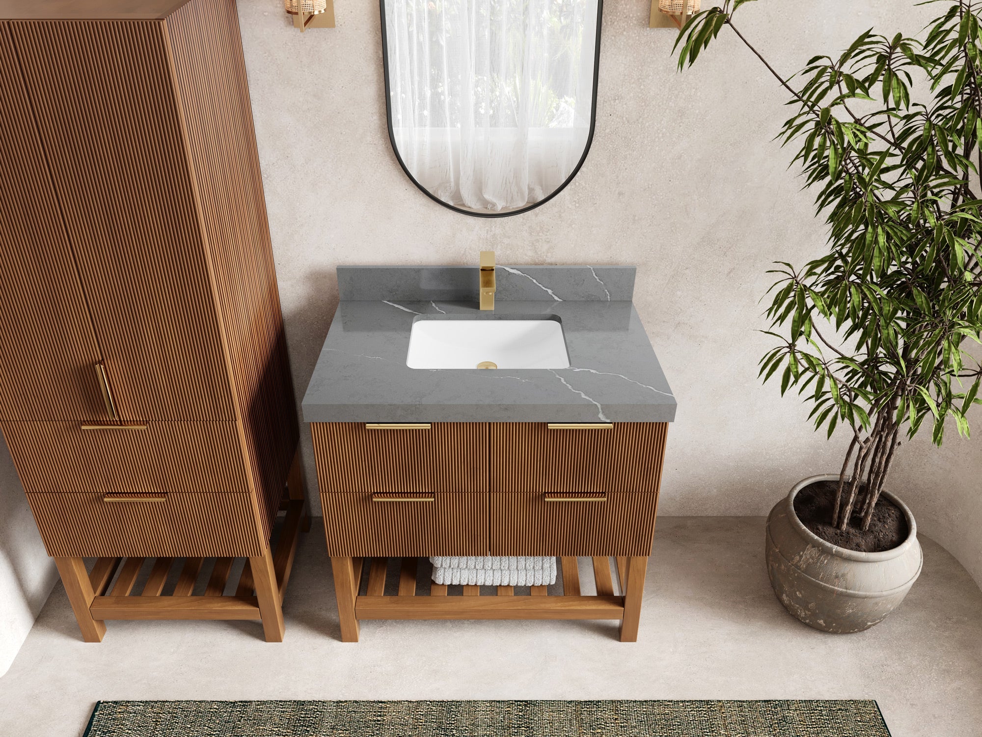 Catalina Teak 36 in. W x 22 in. D Center Sink Bathroom Vanity - Willow Bath and Vanity