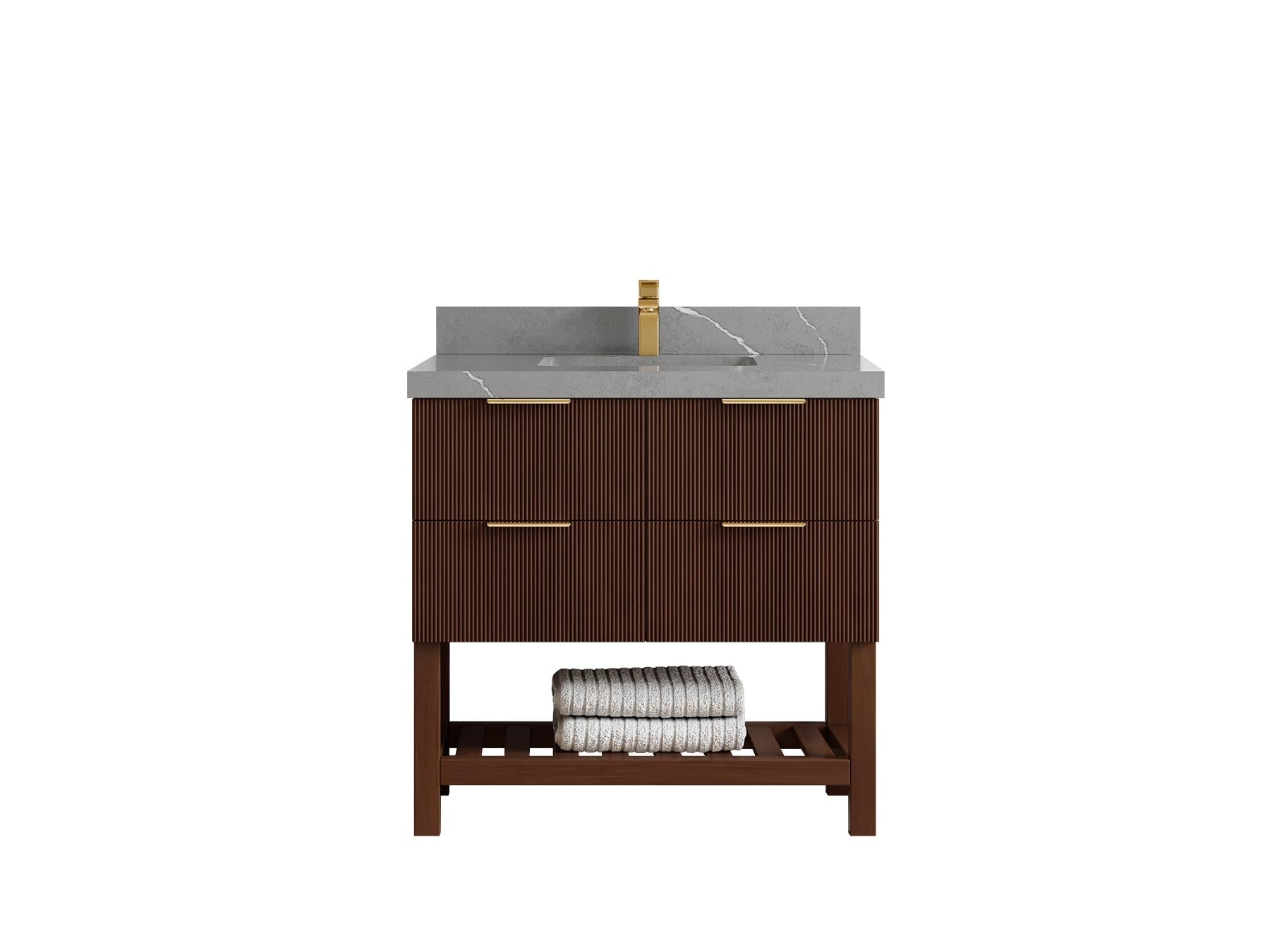 Catalina Teak 36 in. W x 22 in. D Center Sink Bathroom Vanity - Willow Bath and Vanity