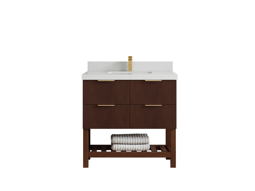 Catalina Teak 36 in. W x 22 in. D Center Sink Bathroom Vanity - Willow Bath and Vanity