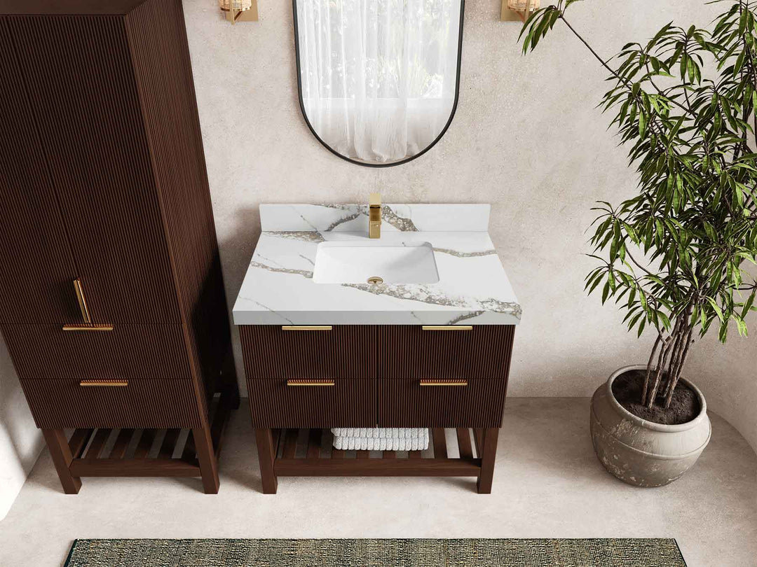 Catalina Teak 36 in. W x 22 in. D Center Sink Bathroom Vanity - Willow Bath and Vanity