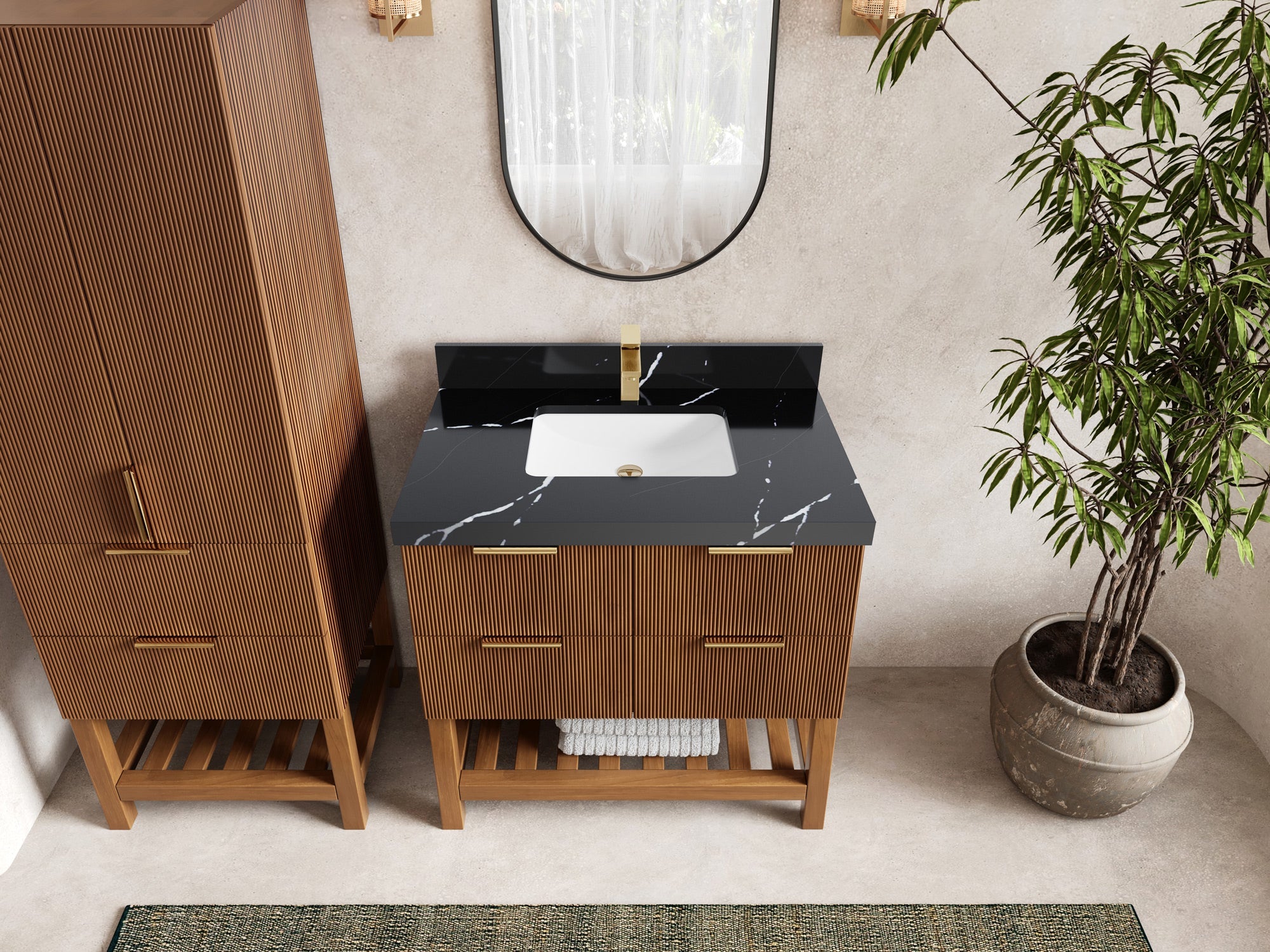Catalina Teak 36 in. W x 22 in. D Center Sink Bathroom Vanity - Willow Bath and Vanity