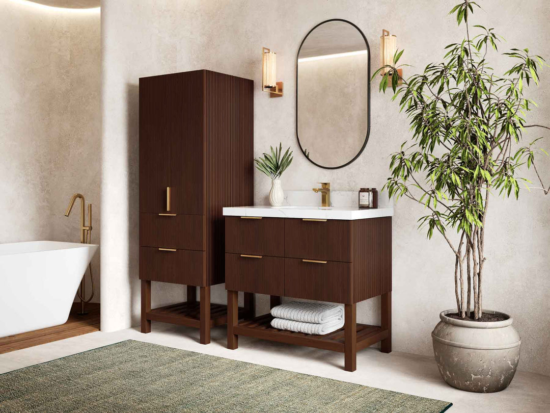 Catalina Teak 36 in. W x 22 in. D Center Sink Bathroom Vanity - Willow Bath and Vanity