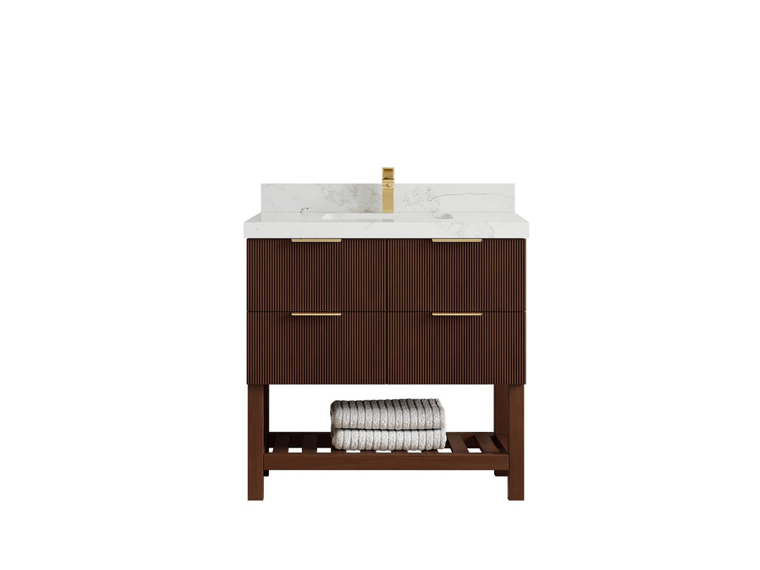 Catalina Teak 36 in. W x 22 in. D Center Sink Bathroom Vanity - Willow Bath and Vanity