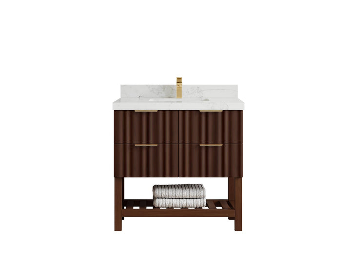 Catalina Teak 36 in. W x 22 in. D Center Sink Bathroom Vanity - photo 14