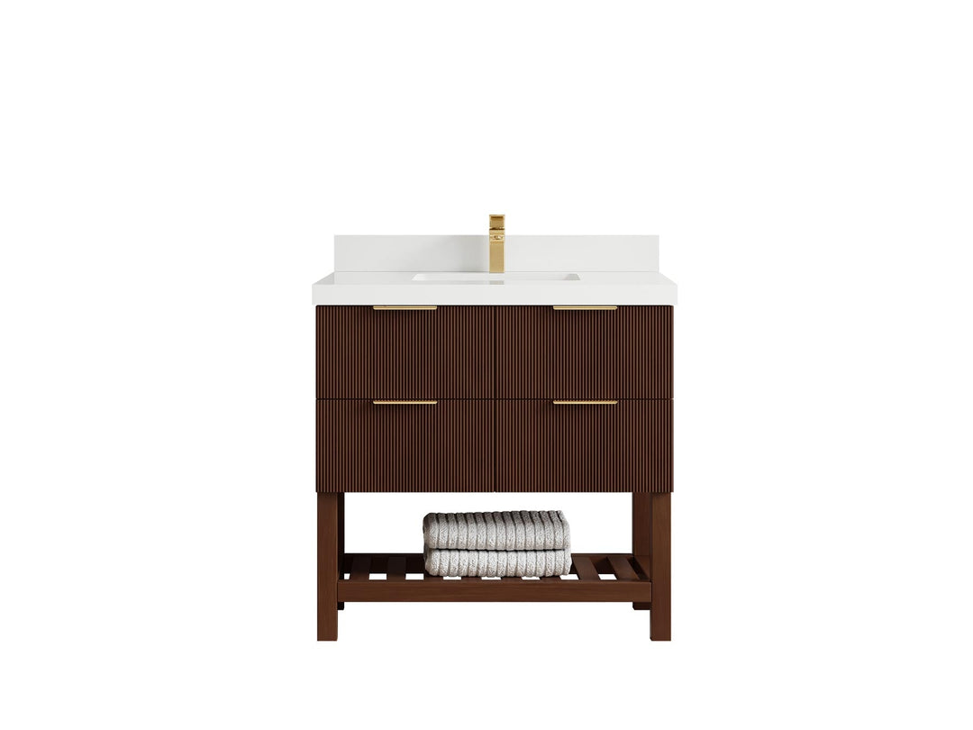 Catalina Teak 36 in. W x 22 in. D Center Sink Bathroom Vanity - Willow Bath and Vanity