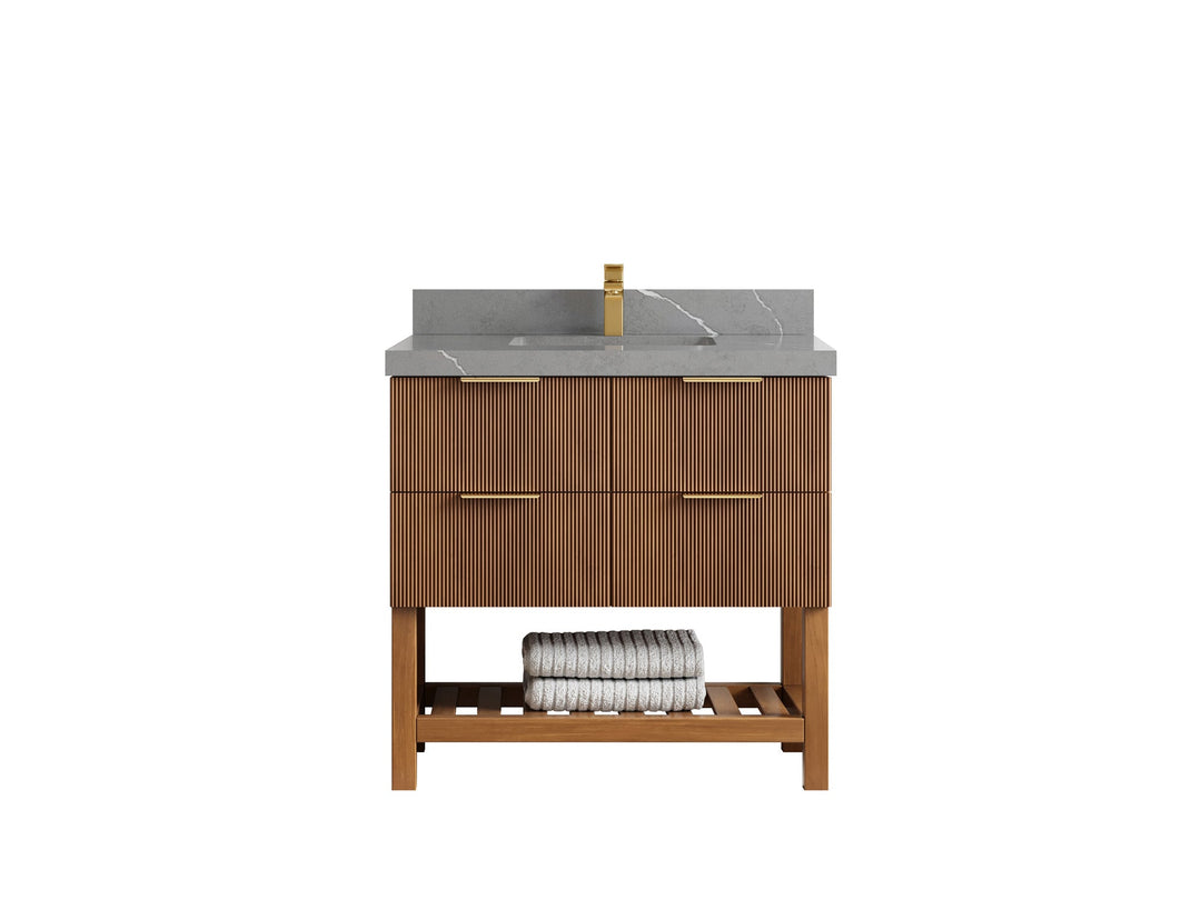 Catalina Teak 36 in. W x 22 in. D Center Sink Bathroom Vanity - Willow Bath and Vanity