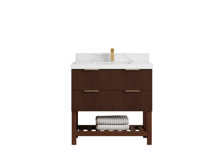 Catalina Teak 36 in. W x 22 in. D Center Sink Bathroom Vanity - photo 12