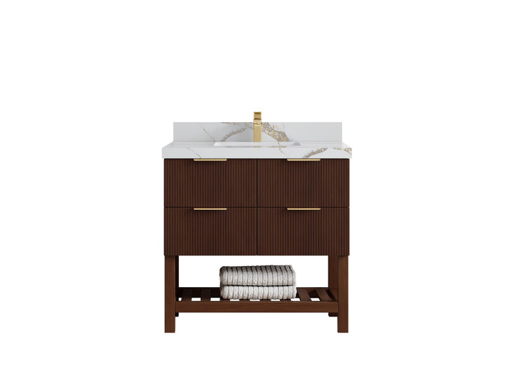Catalina Teak 36 in. W x 22 in. D Center Sink Bathroom Vanity - photo 10