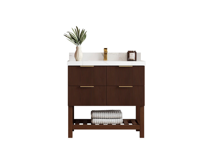 Catalina Teak 36 in. W x 22 in. D Center Sink Bathroom Vanity - photo 1