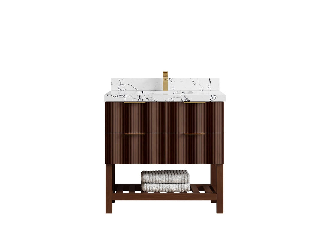 Catalina Teak 36 in. W x 22 in. D Center Sink Bathroom Vanity - Willow Bath and Vanity