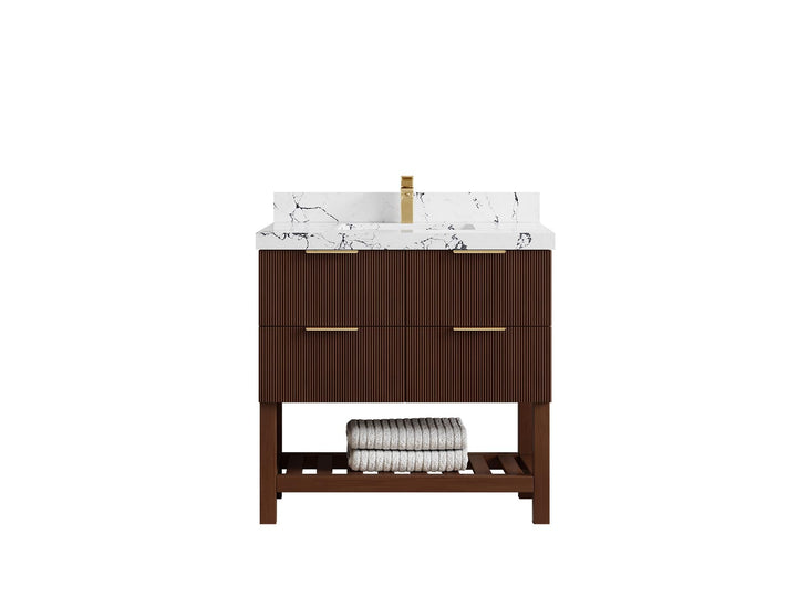 Catalina Teak 36 in. W x 22 in. D Center Sink Bathroom Vanity - photo 34