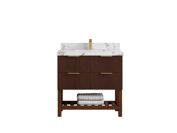 Catalina Teak 36 in. W x 22 in. D Center Sink Bathroom Vanity - photo 32