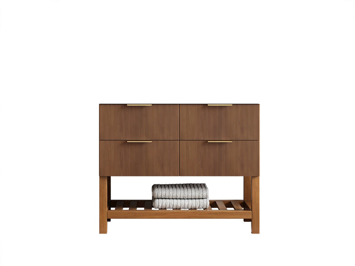 Catalina Teak 42 in W x 22 in D Free Standing Reeded Single Sink Bathroom Vanity - photo 6