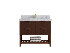 Catalina Teak 42 in W x 22 in D Free Standing Reeded Single Sink Bathroom Vanity - photo 34