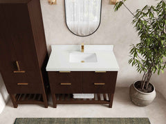 Catalina Teak 42 in W x 22 in D Free Standing Reeded Single Sink Bathroom Vanity - photo 35